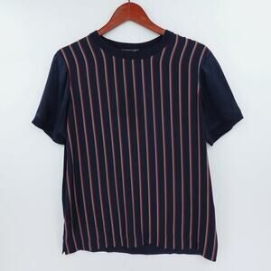 Vince Silk Top Womens Small Blue Striped Satin Capsule Minimalist
